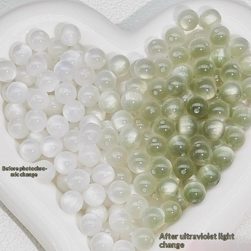 10Pcs 10mm UV Reactive Cat Eye Resin Beads Vibrant Color for DIY Necklace Bracelet Earring Handmade Jewelry Crafts