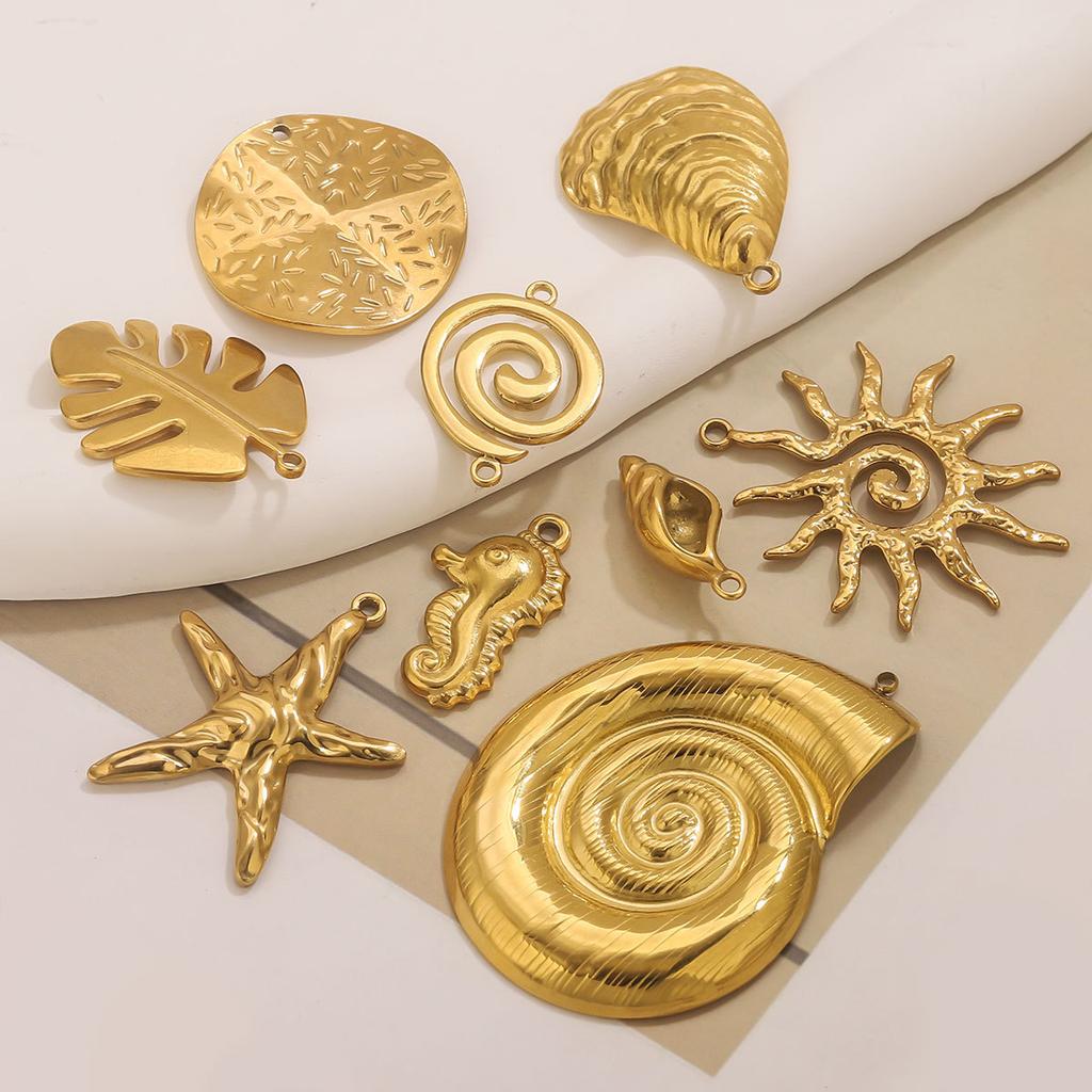 Yori 5 Stück Wasserdicht Edelstahl Seepferdchen Muschel Halskette Anhänger für Schmuckherstellung DIY Hohe Qualität Charms