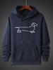 2025 Men's Casual Hooded Sweatshirt - Fun spotted dog pattern print, bright yellow color, kangaroo-style pockets, adjustable