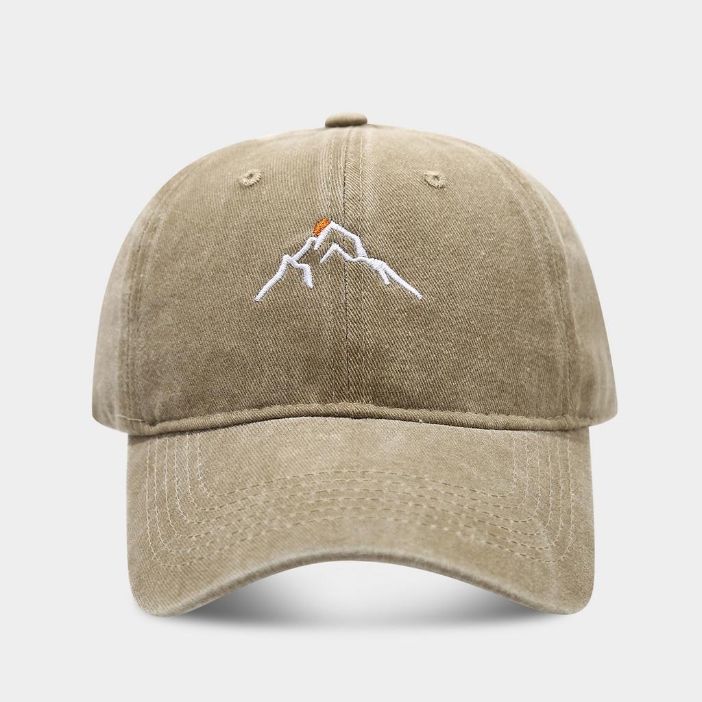 Fashion Hat New Mountain Sunset Embroidery Washed Baseball Cap Women's Tide Outdoor Sports Daddy Hat Men's Sun Hat