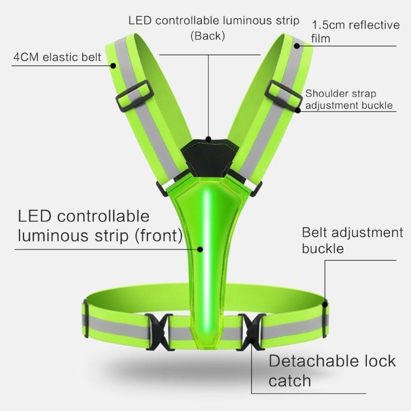 LED Reflective Vest Running Cycling Safety Vest for Outdoor Sports Activities