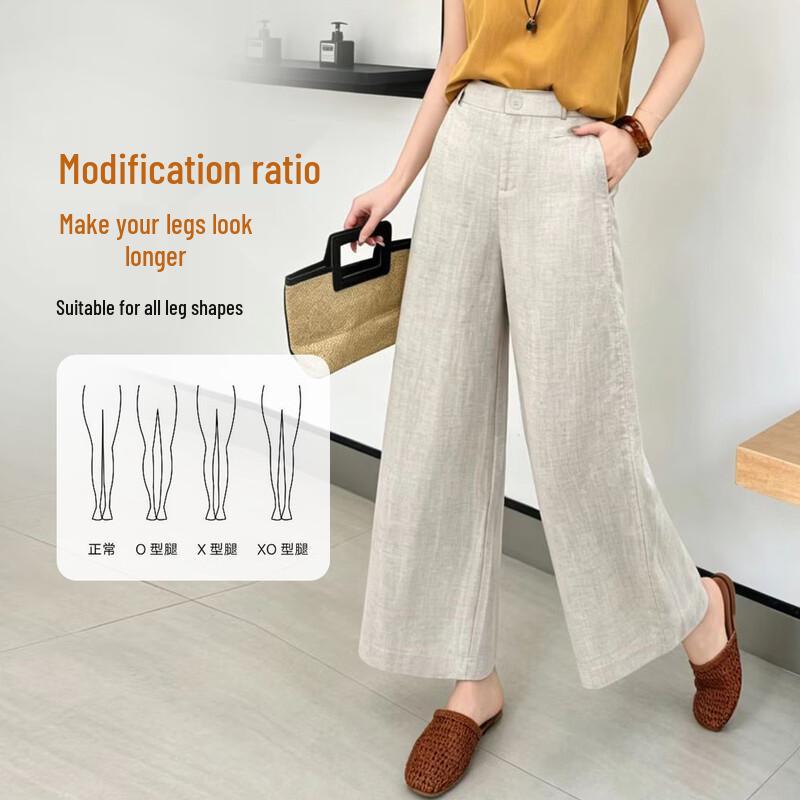 Women's Tencel Linen Blend High-Waist Loose Pants