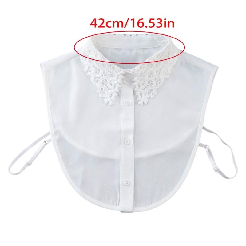Detachable Collar Button Removable Hollow Embroidery Design Half Shirt Blouse for Quick Outfit Changes Various Occasion