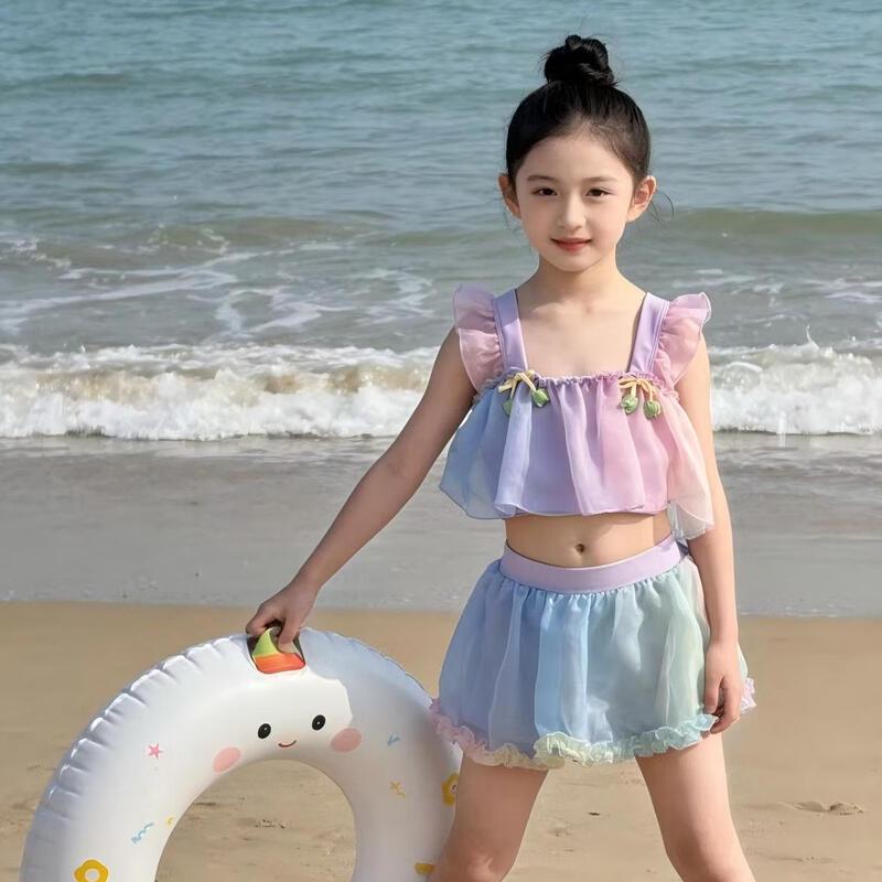 Girls  Strappy Princess Split Swimsuit