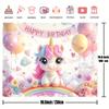 Charming Pink Unicorn Birthday Background - Polyester, Outdoor Celebration and Magical Decoration, Unicorn Birthday Party