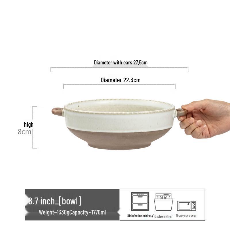 Ru Han Japanese Retro Ceramic Handled Soup Bowl