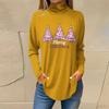 Women's Fashionable Loose-Fit High-Neck T-Shirt With Christmas Print Long-Sleeved Top