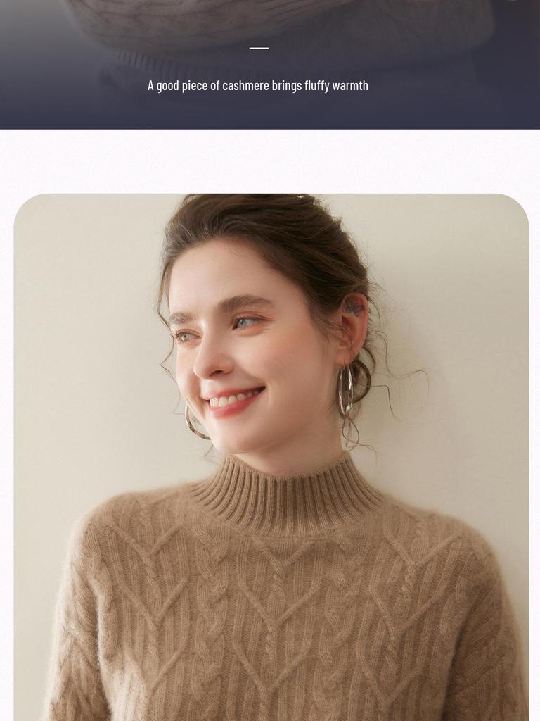 2025 Autumn/Winter Women's Heavyweight French Retro Goat Wool Floral Knit Sweater
