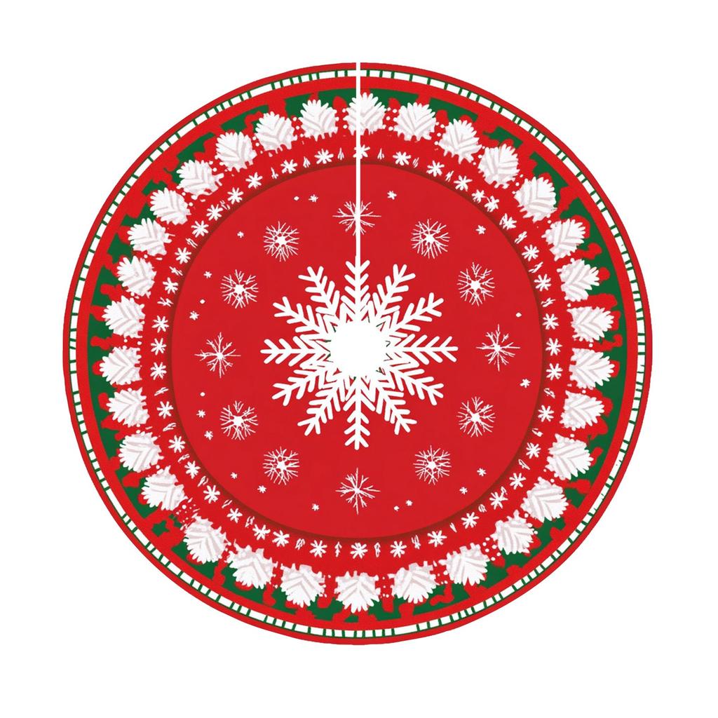 90cm Christmas Cute Floral Tree Skirt Warm Atmosphere Floor Mat Decoration Rug