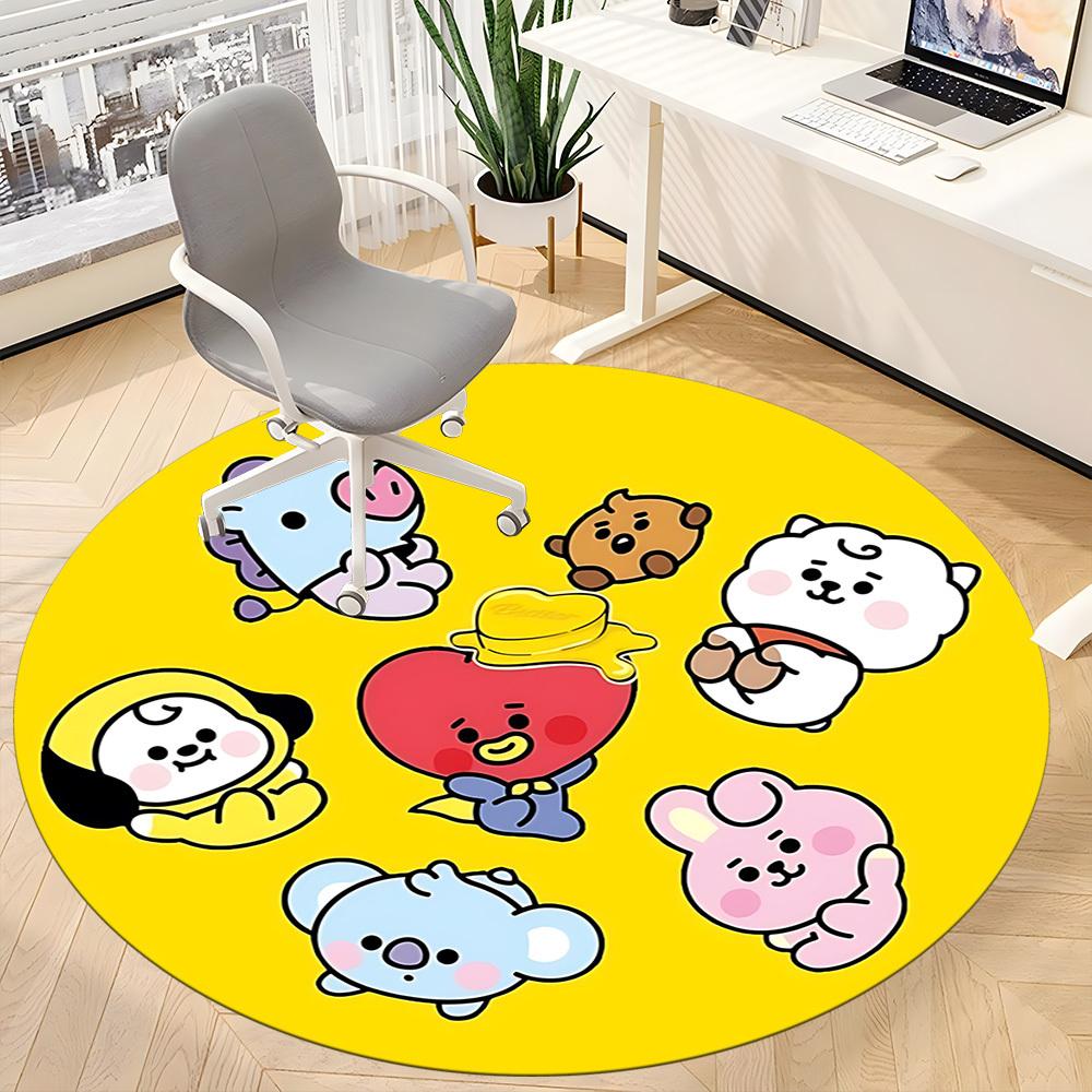 1pc BT21 Characters Carpet, Round Non-Slip Durable Large Size Office Carpet, Suitable for Office,yy250908005