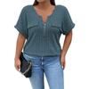 Women's Loose Solid Color Large Size Zipper Short Sleeve Fake Pocket Pullover T-shirt Top
