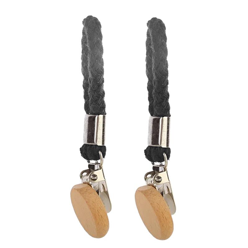 2PC Wood Durable Towel Clip Home Decoration Hook Bathroom Cotton Rope Multi-Function Hanger Rural Style 11.5x3cm