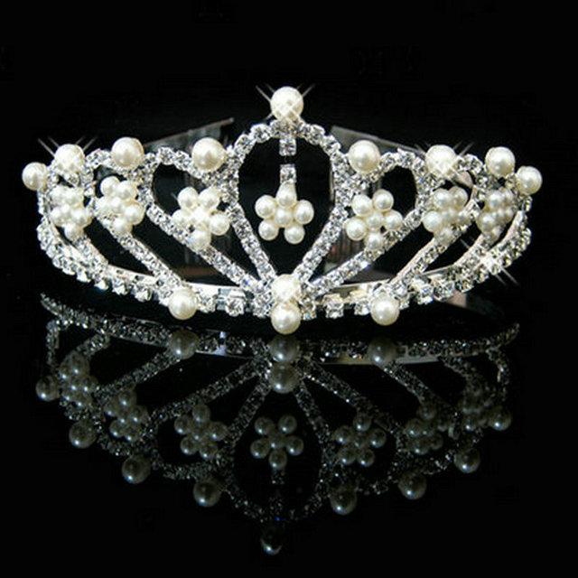 Европейский новый дизайн блестящая жемчужная хрустальная тиара свадебная королевская — фото 8