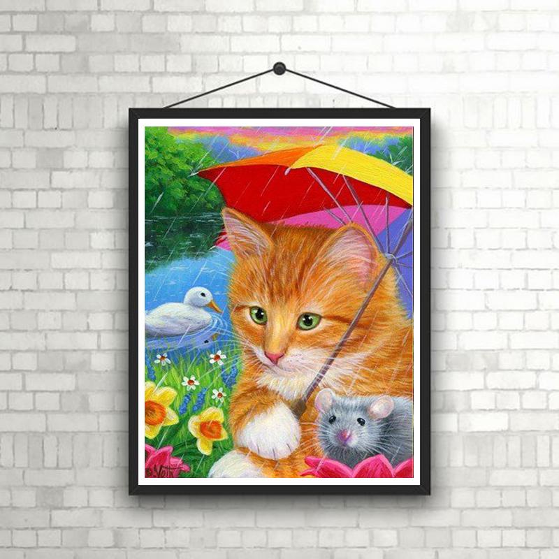 DIY Cat 5D Diamond Painting Full Round Drill Rhinestones Animal Diamont Embroidery Cross Stitch Mosaic Wall Art Home Decor Gift