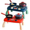 1 Set Mini Kitchen Cooking Playset Adjustable Knob Stove with Sound Light Cookware Utensils Accessories Toddlers Children Chef Pretend Play House Toys