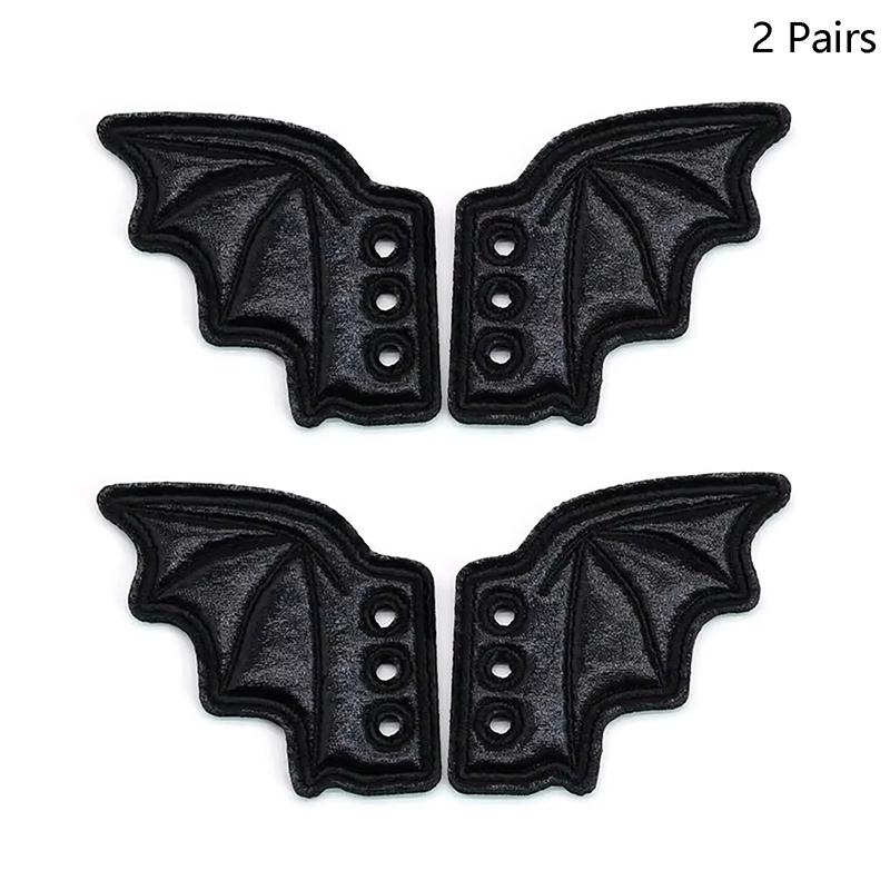 1/2 Pairs Bat Shoe Wings Embroidery Diy Charm Decorations For Sneaker Clothing Shoelaces Punk Halloween Gift Accessory