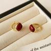 Korean Retro Geometry Square Pearl Plating Color Bead Stainless Steel Stud Earrings for Women Charm Wedding Bride Jewelry Gifts