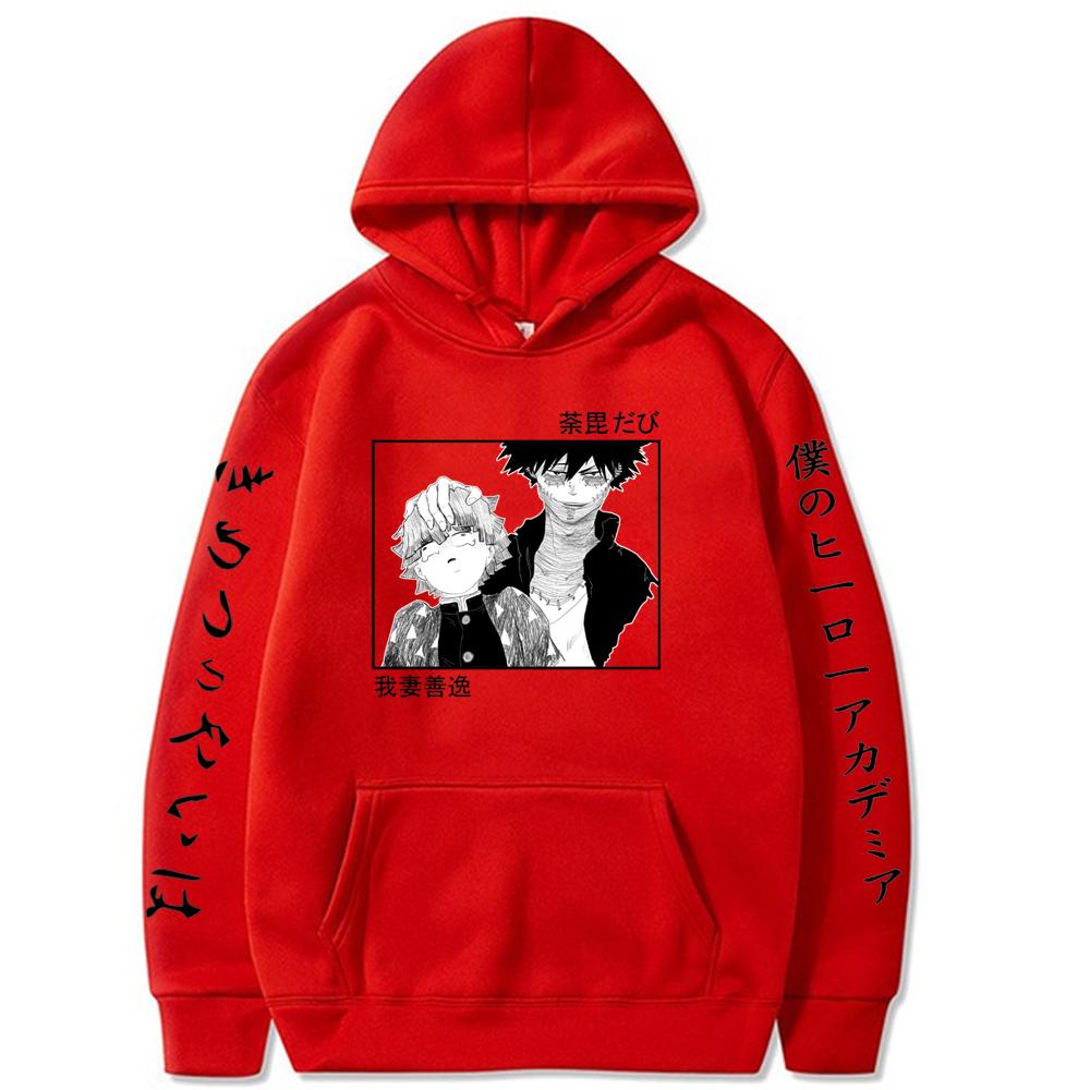 Japan Funny Anime My Hero Academia Dabi Print Hoodies Men Women Harajuku Cartoon Demon Slayer Agatsuma Zenitsu Winter Sweatshirt