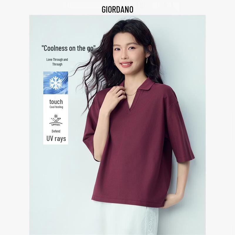 Giordano Women s V-Neck Cool-Feel Sun Protection Polo Shirt XL