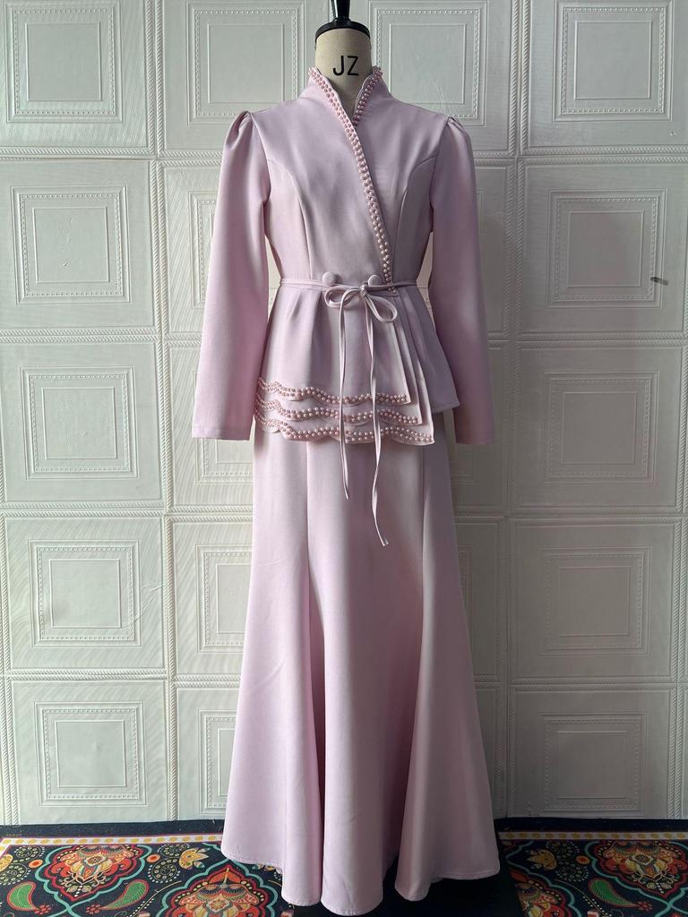 Autumn 2025 European & American Suit Jacket and High-Waist Midi Skirt Set