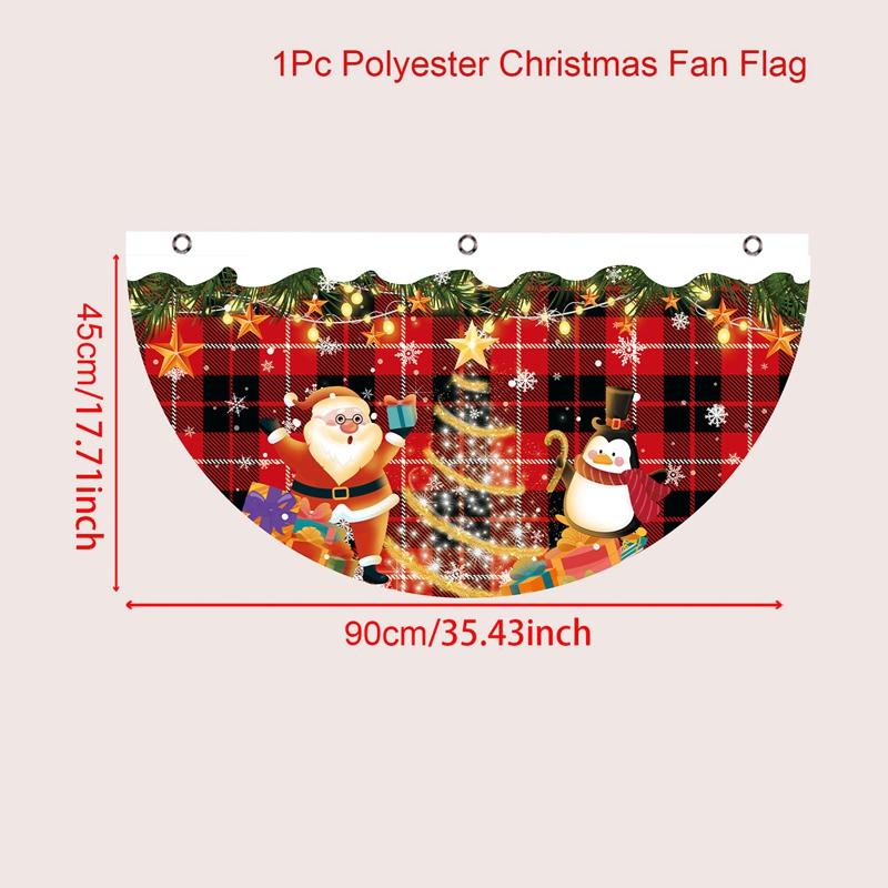 Christmas Outdoor Fan-shaped Flag Banner Christmas Decor for Home 2025 Cristmas Drop Ornament Xmas Navidad Gift New Year 2025