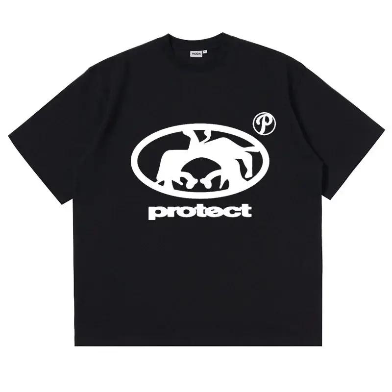 

Men s T-shirt Oversized Top Summer Harajuku Pattern Short Sleeved T-shirt Retro Korean Fashion Y2k Streetwear XXXL чорний