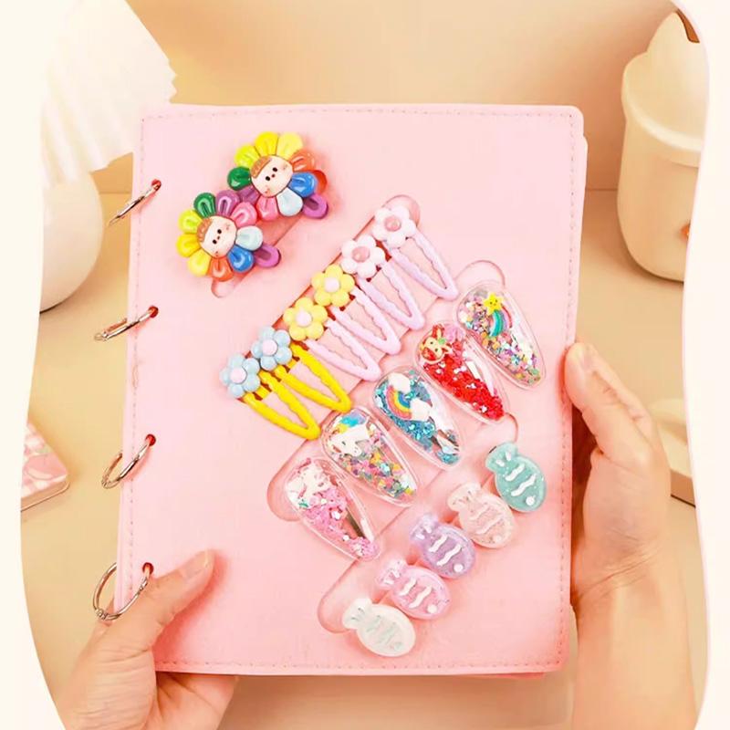 Cute Hair Accessory Storage Book for Kids, Hair Clips and Headbands Display Folder, Foldable Convenient Hairband Organizer Bag