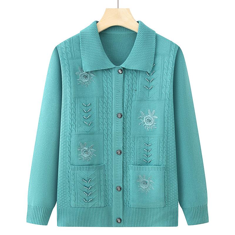 Grandma's Loose Knit Cardigan for Women – Spring & Autumn Wear for Middle-Aged & Elderly