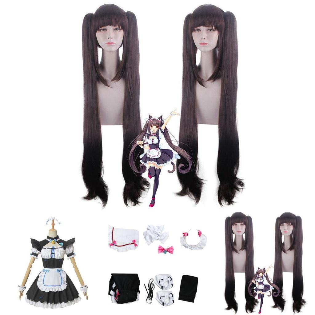 Nekopara Chocola Vanilla Cat Maid Dress Cosplay Costume Wig Breathable Exquisite Workmanship