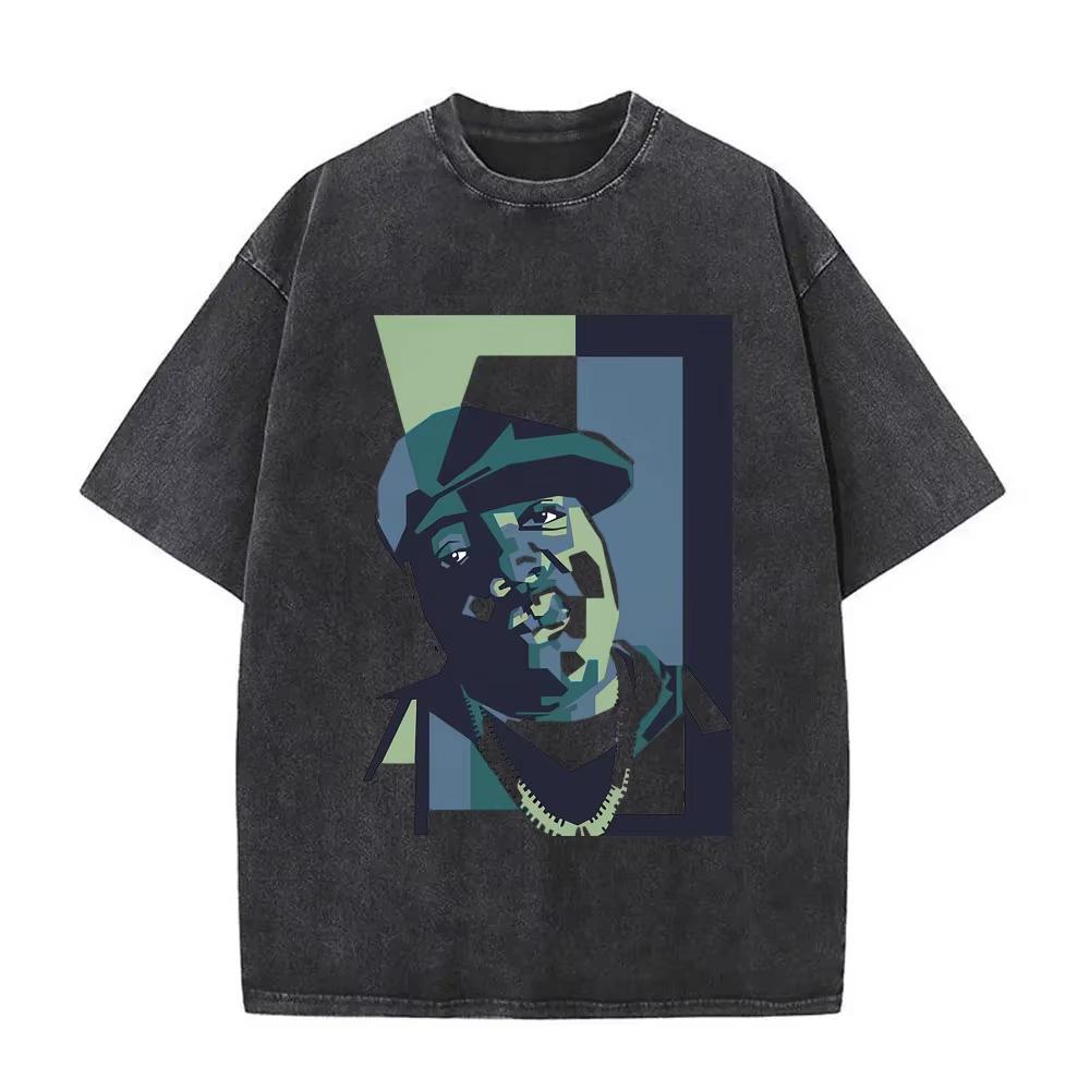 Gewassen Vintage The Notorious Big Wereldtour T-shirt Biggie Smalls Print T-shirts Mannen Vrouwen Hip Hop T-shirts