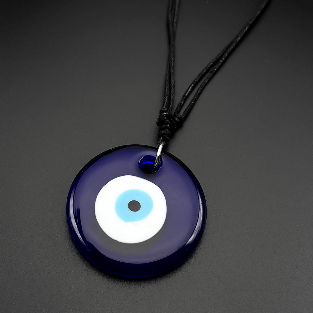 Lucky Evil Eye Fatim Hand Chain For Women Men Blue Window Glass Heart Islam Amulet Clavicle Necklace Adjustable Energy Jewelry