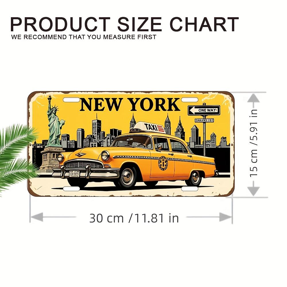 

D Flat pc Vintage NYC Taxi License Plate Frame Cover Retro New York Taxi Cab HeavyDuty Iron Construction x c 15x30cm(5.9x7.8inch)