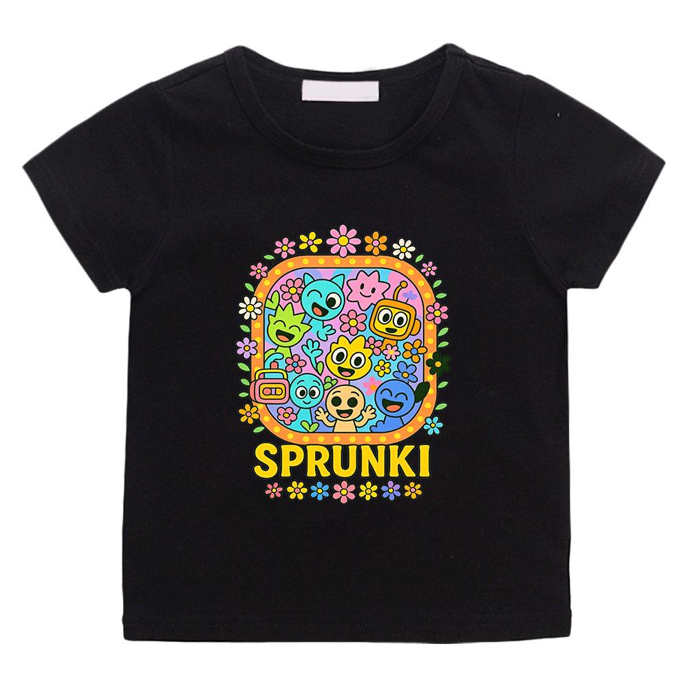 

Game Sprunki 100% Cotton Children s T-Shirt Cute Grils Boys Casual Kids Tops Graphic Printing Tees O-Neck Short Sleeve Summer 100 чёрный