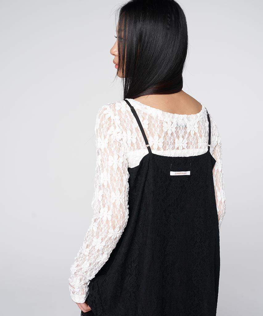320SHOWROOM Sheer Lace Slip Dress Black