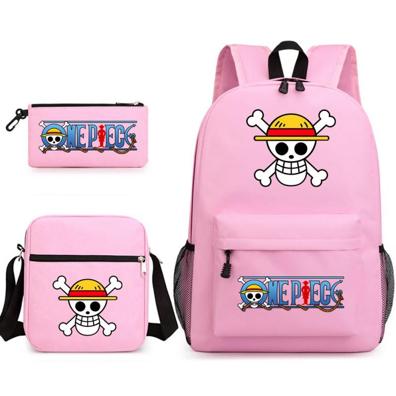 One Piece Anime Backpack Kids School Use Large Capacity Oxford Fabric Dual Shoulder Bag With Padded Straps