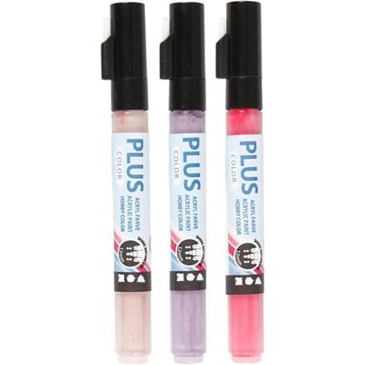 Acrylic Paint Markers - PLUS COLOR - Set of 3 - 1-2 Mm Tip - Use On Various Surfaces