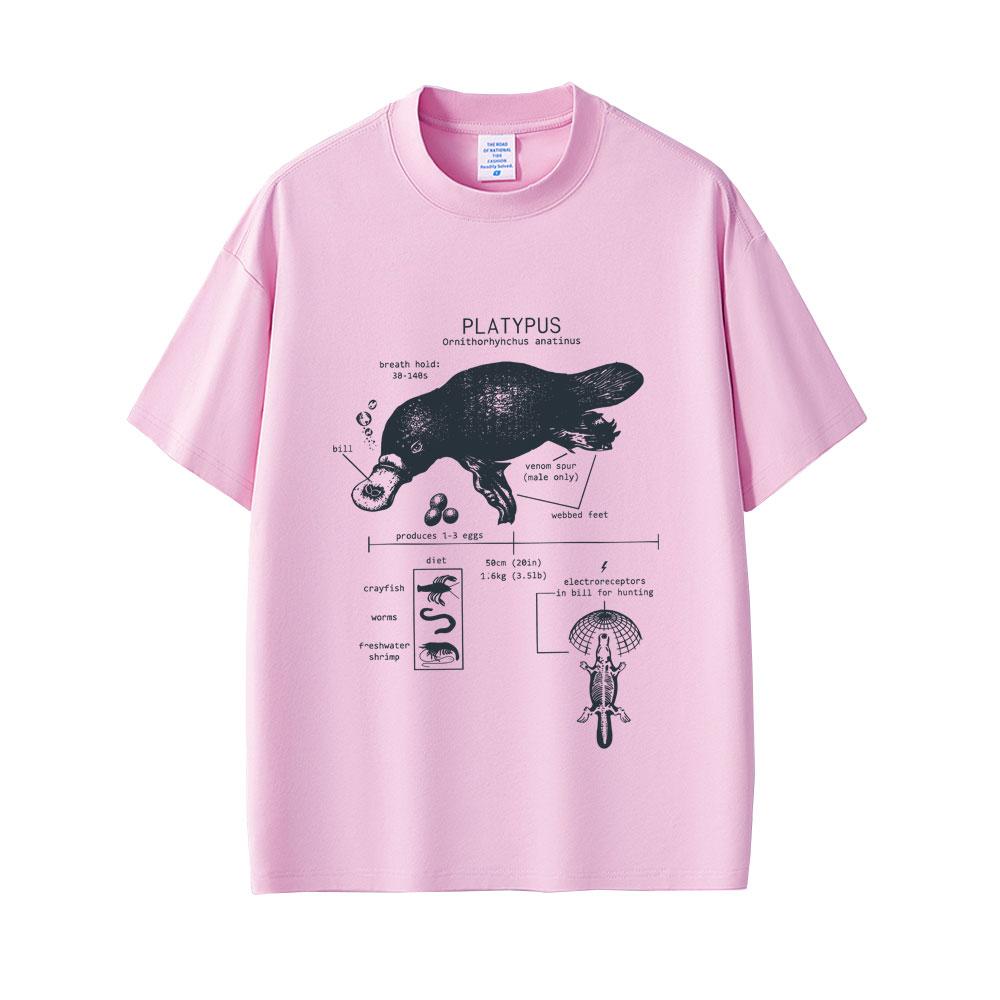 Maglietta Grafica Divertente Anatomia dell'Ornitorinco Uomo Donna Casual Oversize Girocollo Magliette Maschili Vintage Streetwear Moda Maschile Maglietta