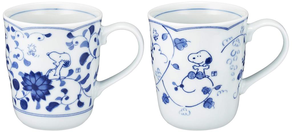 Kanesho Pottery Sunuupii Indigo Arabesque Pair Mug Design Perfect 630740 Set, Arabesque/Grape (Gift Boxed), Gift,