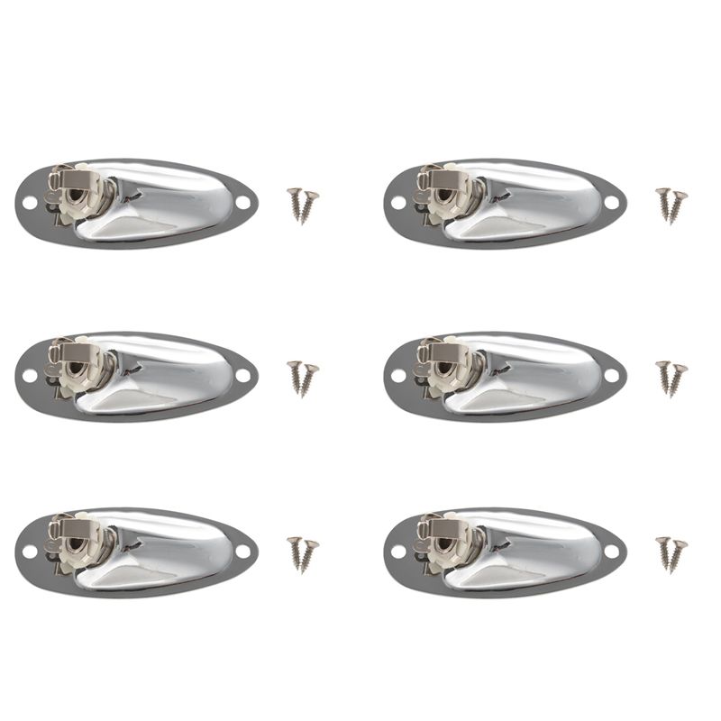 Classy-6Pcs Boat Guitar Jack 1/4 Inch Input Output Jack Plate Socket 6.35Mm Chrome Silver For FD Strat Style Guitar Parts