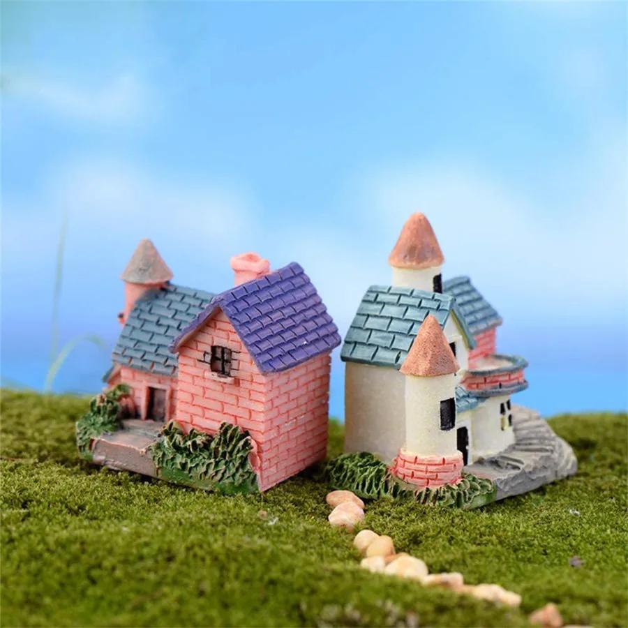 Random Creative Zakka Small House Villa Micro Landscape Accessories Resin Small Ornaments Background Model Potted Decoration