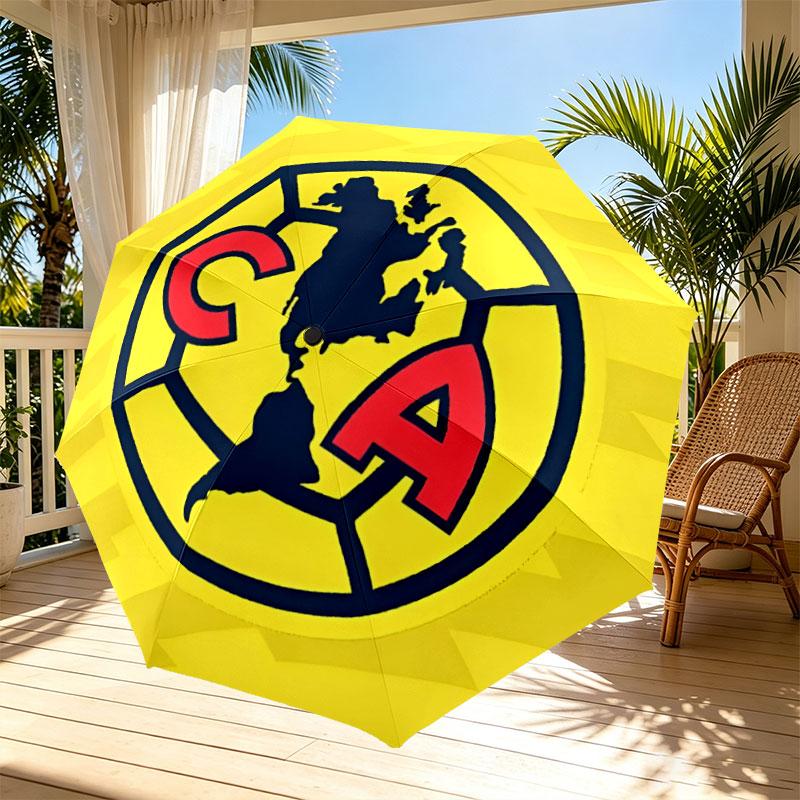 Club America Print Automatic Open Close Umbrella, Portable Foldable Umbrella, for Outdoor Commute Camping Trip, Ideal Birthday Gift