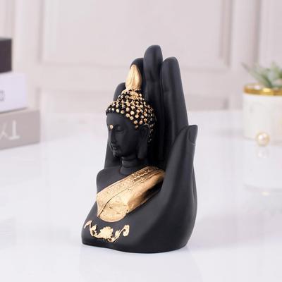 Zlatý ručně vyrobený Polyresin Palm Buddha Showpiece pro domácí kancelář a dárky Palm Buddha pro obývací pokoj