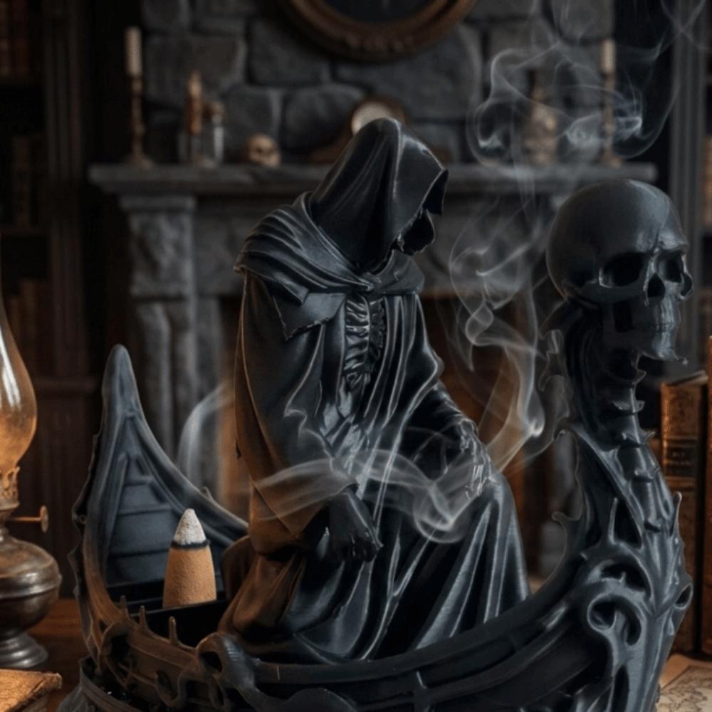 Gothic Style Ferryman Sculpture Resin Death God Decoration Ornament Skeleton Figurine  Home Decor