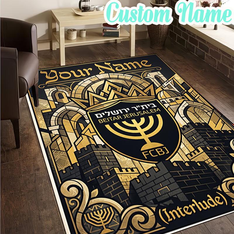 Custom Name Jerusalem Fc Logo Design  Rug, Office Rug, Chair Rug, Carpet for Living Rooms, Doormat Game Rug Home Decor Christmas Gifts