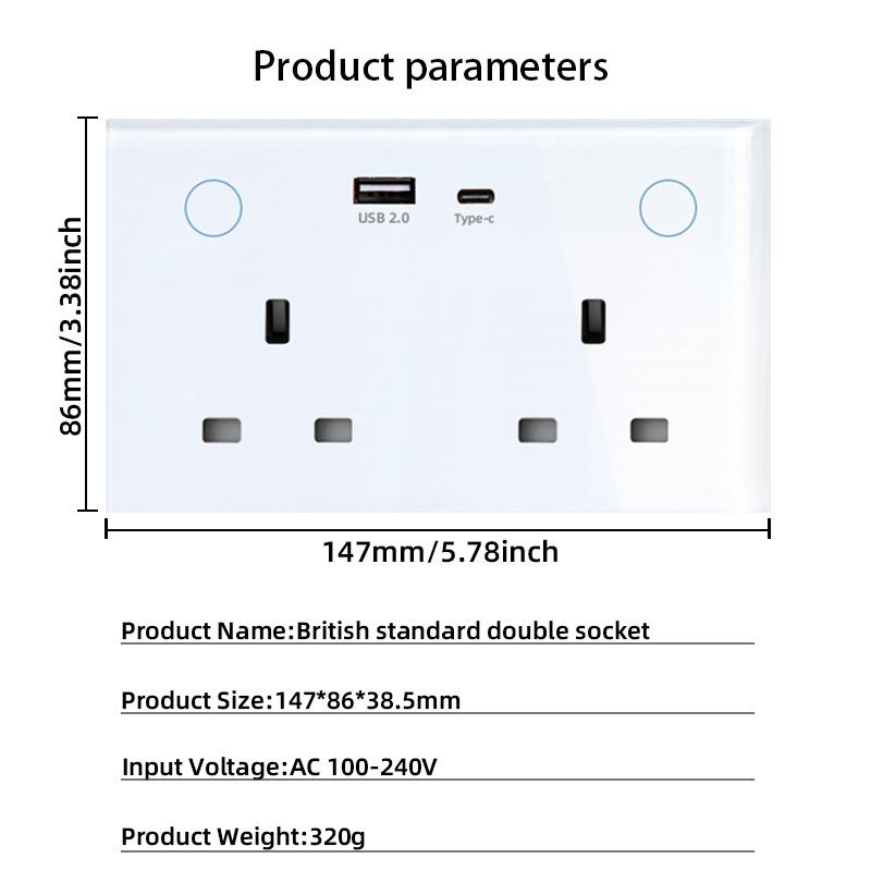 Graffiti Zigbee Smarte Steckdose 147 UK - Schnelles Laden USB+C, Alexa Sprachsteuerung, Gehärtetes Glas