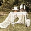 Romantic French Floral White Lace Table Runner - Wedding & Coffee Table Decoration