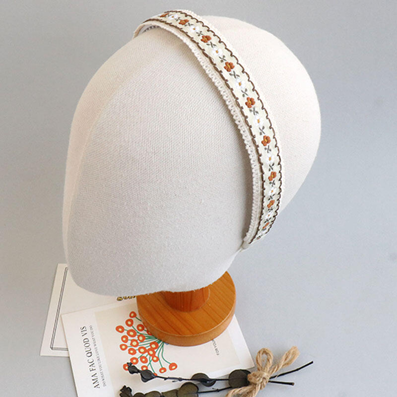 Chriskind Brown Subtle Flower Embroidered Headband