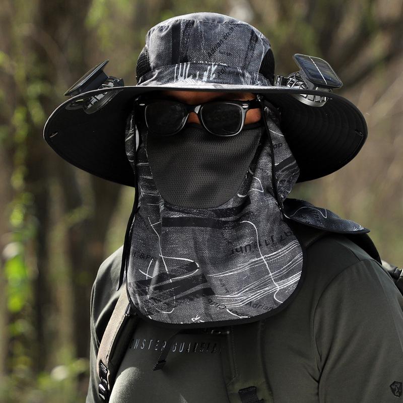 Men's Solar-Powered Cooling Hat with Detachable Fan for Outdoor Work