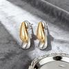 Double Teardrop Stud Earrings for Women Polished Smooth Water Drop Design Modern Fashion Party Daily Novel Metal Jewelry
