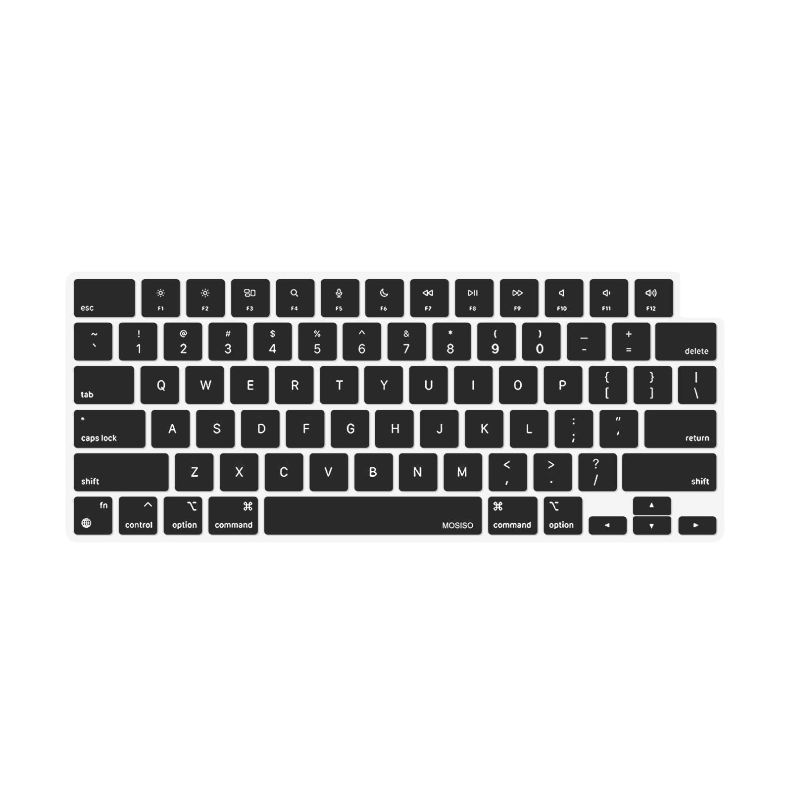 

MOSISO Накладка на клавиатуру для MacBook Air M3 A3114 M2 A3113 M4 M3 M2 Черная 15 A2941/Air 13.6 A2681/Pro 14/16 M1, чёрный